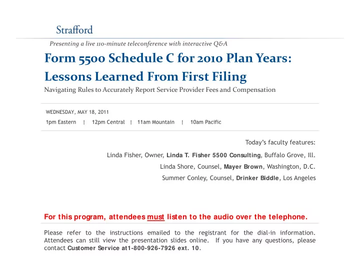 form 5500 schedule c for 2010 plan years lessons learned