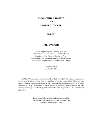 Economic Growth  as a  Power Process  Blair Fix  CHARTBOOK  To accompany a presentation by Blair