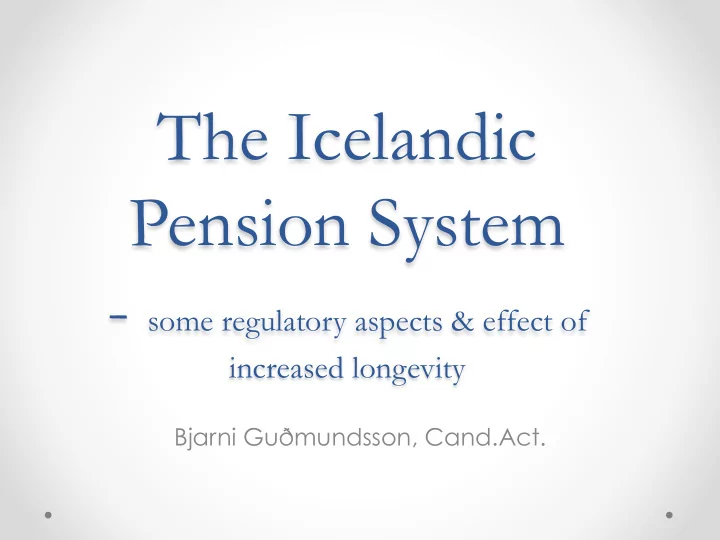 the icelandic pension system