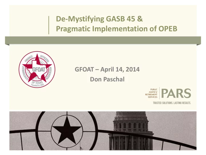 de mystifying gasb 45