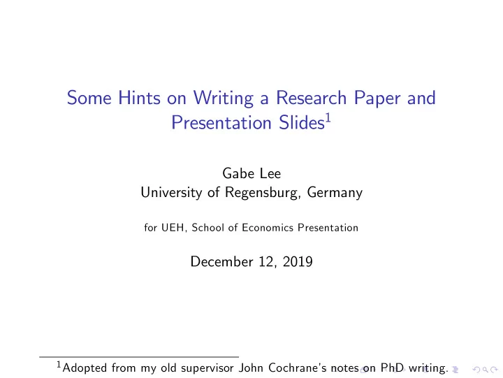 some hints on writing a research paper and