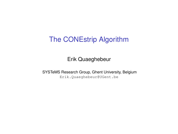 the conestrip algorithm