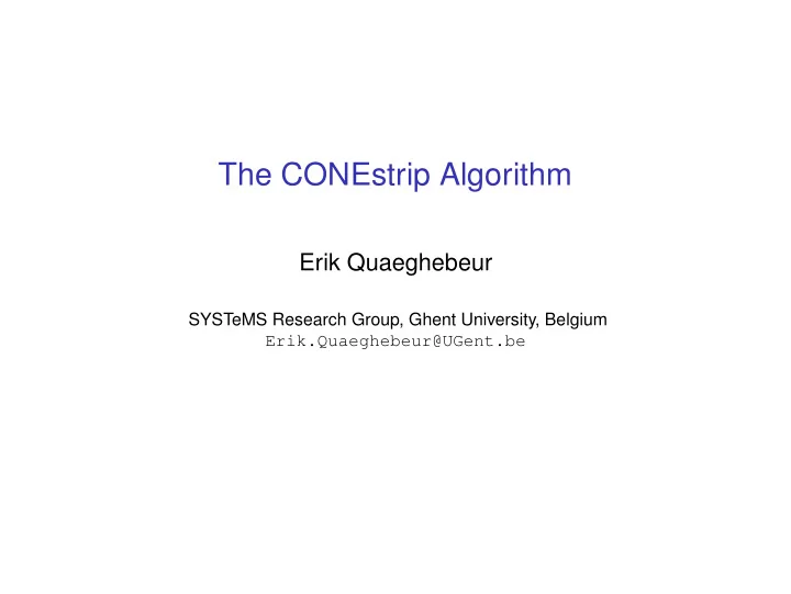 the conestrip algorithm