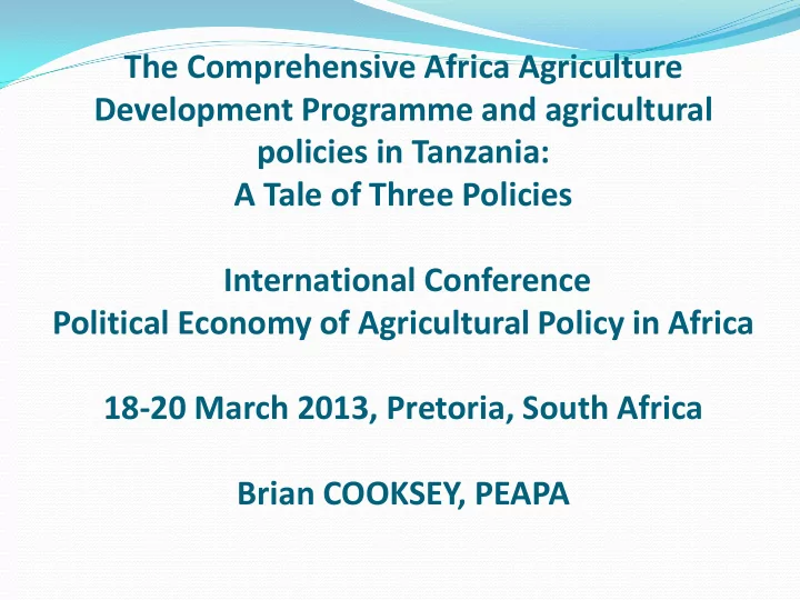 development programme and agricultural