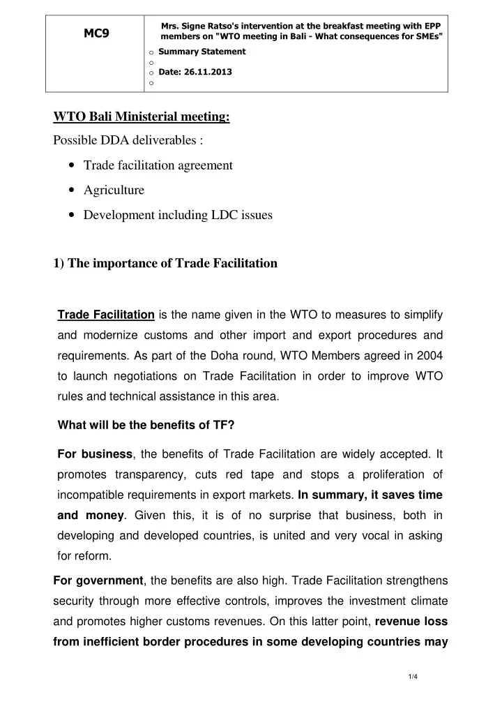 wto bali ministerial meeting possible dda deliverables