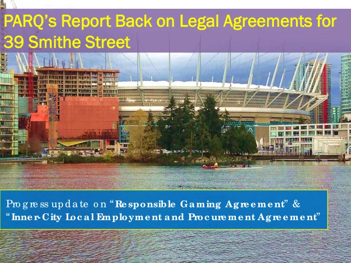 parq s r s repor port ba back on on le legal a agre