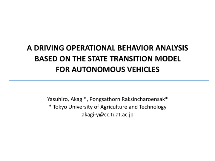a driving operational behavior analysis based on the