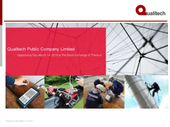 Qualitech Public Company Limited  Opportunity Day March 14, 2019 at The Stock Exchange of Thailand