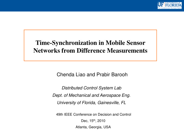 time synchronization in mobile sensor networks from