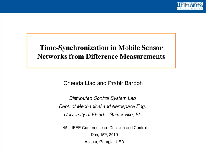 time synchronization in mobile sensor networks from