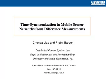Time-Synchronization in Mobile Sensor  Networks from Difference Measurements  Chenda Liao and