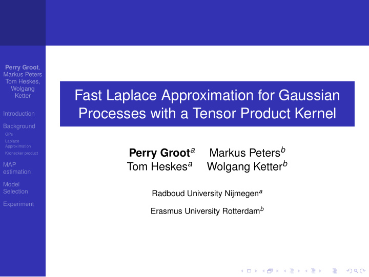 fast laplace approximation for gaussian
