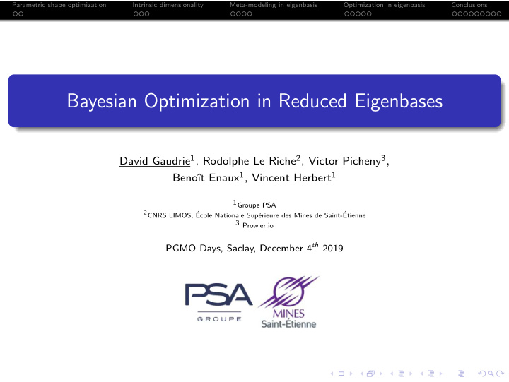 bayesian optimization in reduced eigenbases
