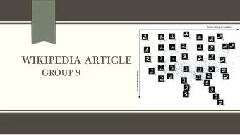 WIKIPEDIA ARTICLE  GROUP 9  Contents  Article  Overview  1.  Dimensionality  Reduction  2.