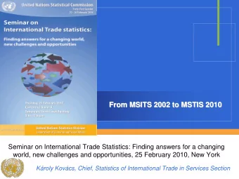 From MSITS 2002 to MSTIS 2010  MSTIS 2010  From MSITS 2002 to  Seminar on International Trade