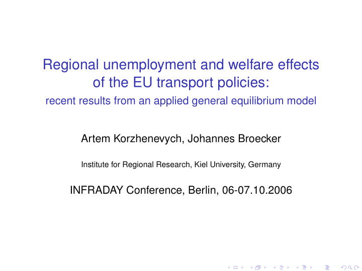 regional unemployment and welfare effects of the eu