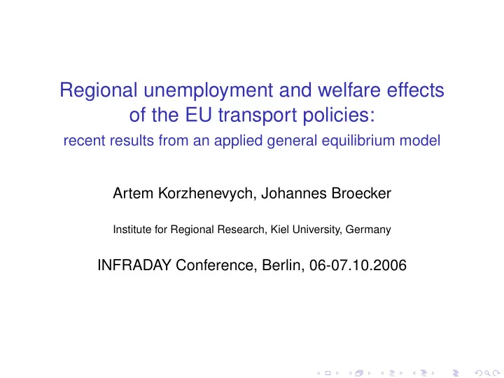 regional unemployment and welfare effects of the eu