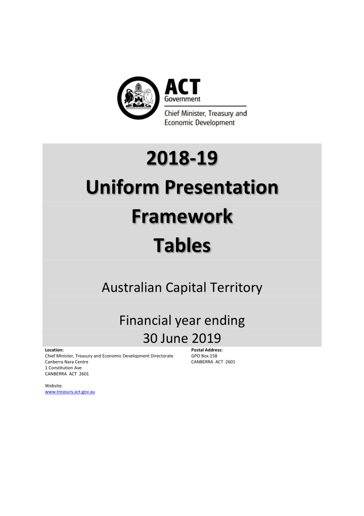 2018 19 uniform presentation framework tables australian