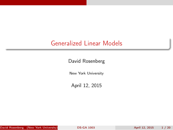 generalized linear models