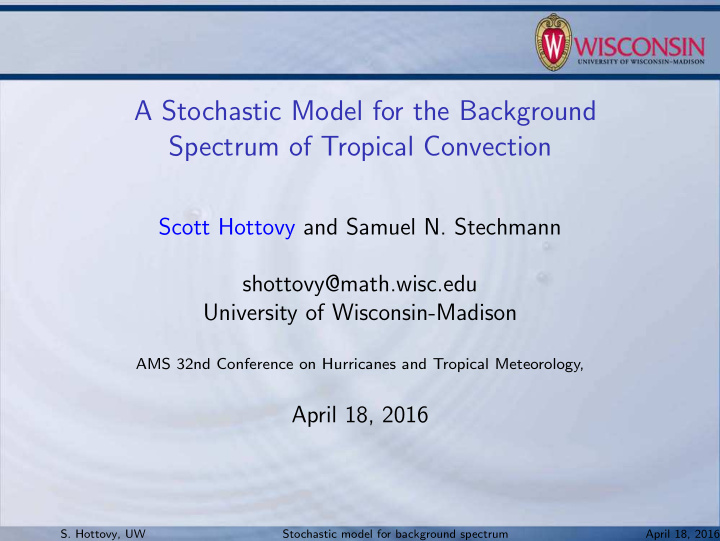 a stochastic model for the background spectrum of