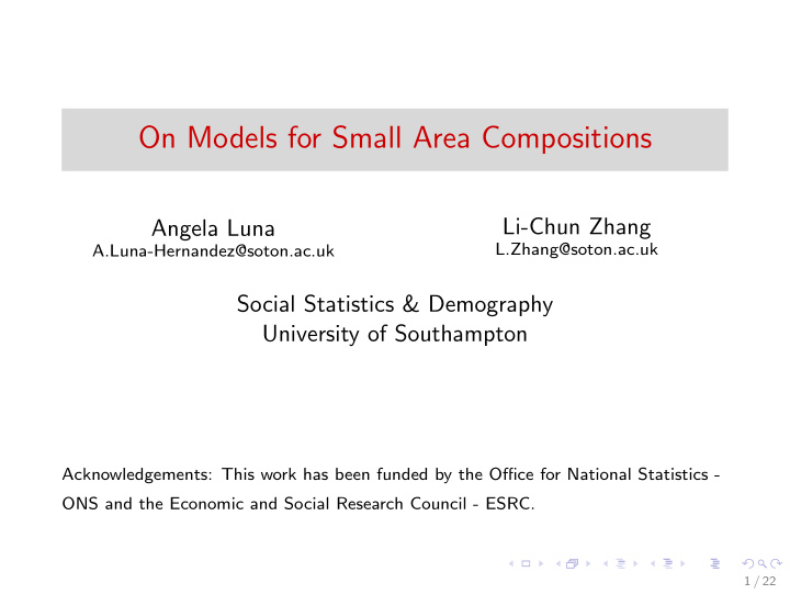 on models for small area compositions