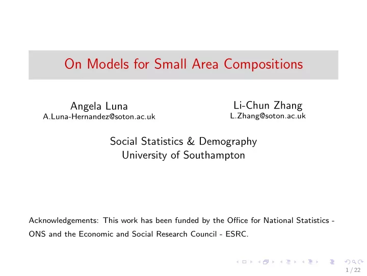 on models for small area compositions