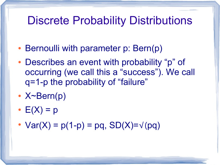 discrete probability distributions