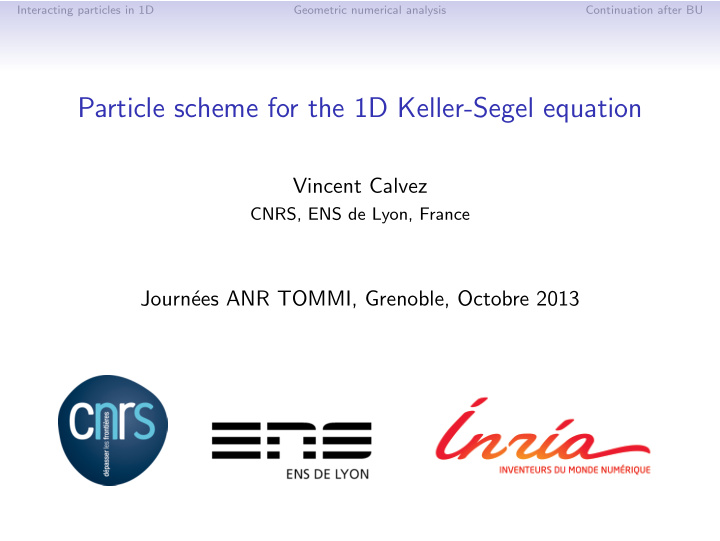 particle scheme for the 1d keller segel equation