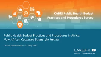 Public Health Budget Practices and Procedures in Africa:  How African Countries Budget for Health