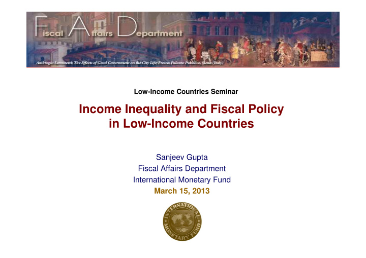 income inequality and fiscal policy in low income