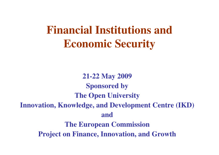 financial institutions and economic security