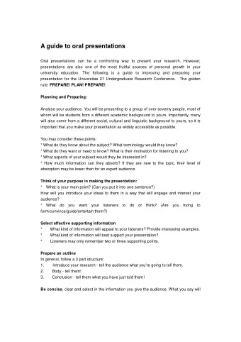 A guide to oral presentations  Oral presentations can be a confronting way to present your
