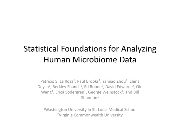 statistical foundations for analyzing human microbiome