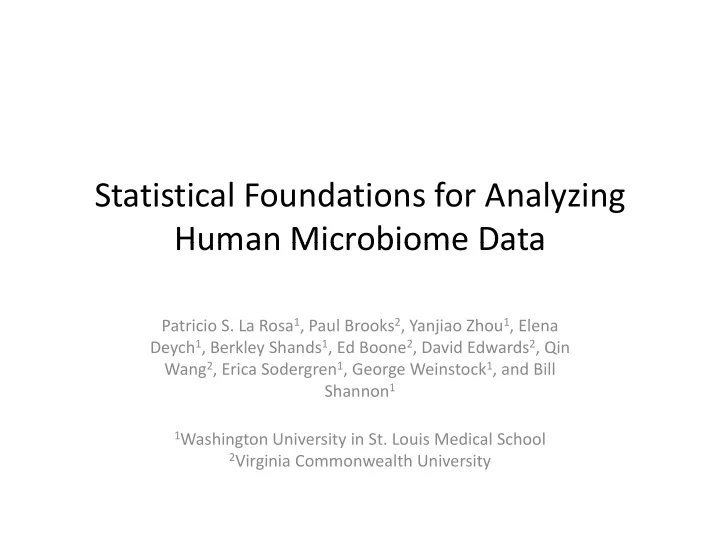 statistical foundations for analyzing human microbiome
