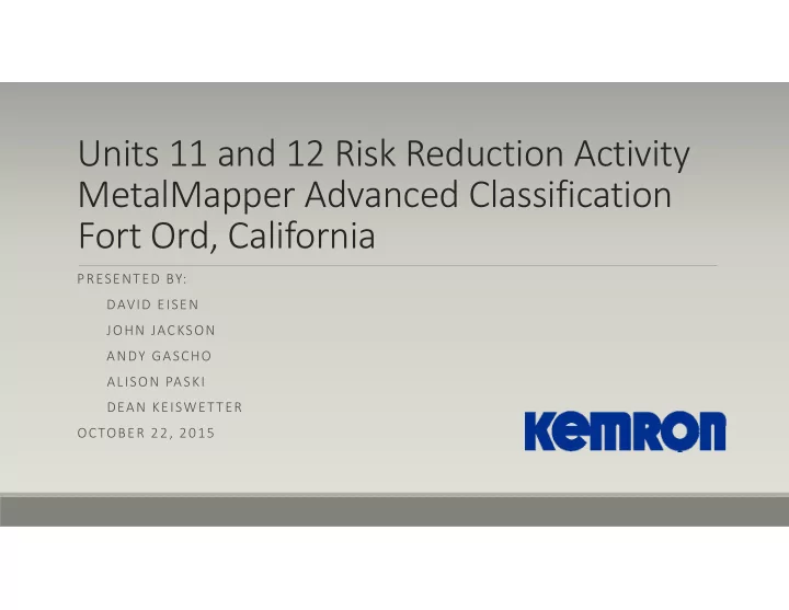 units 11 and 12 risk reduction activity metalmapper