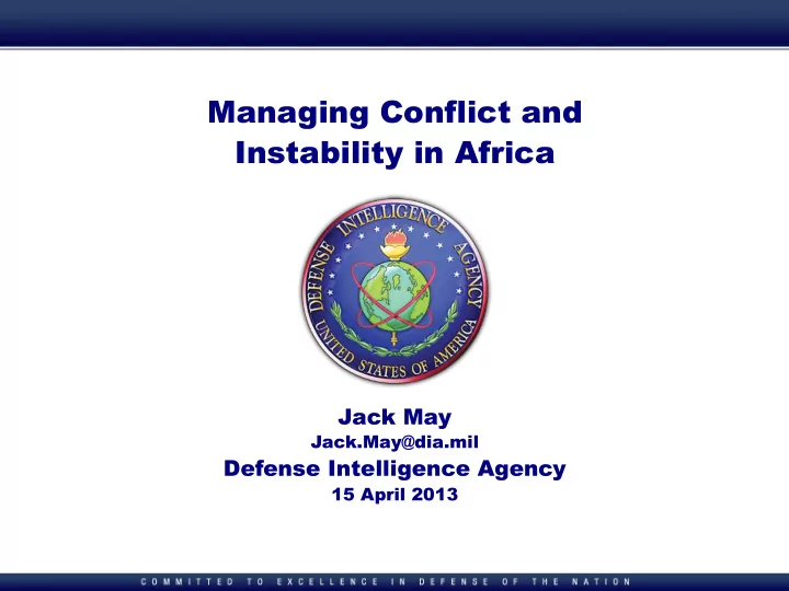 managing conflict and instability in africa
