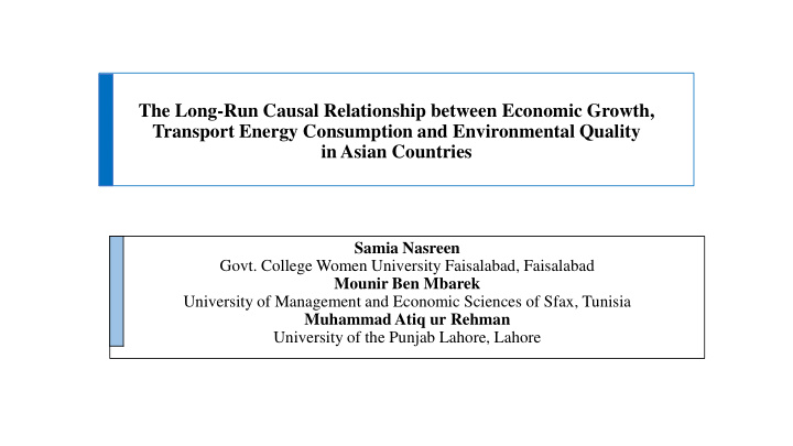 the long run causal relationship between economic growth