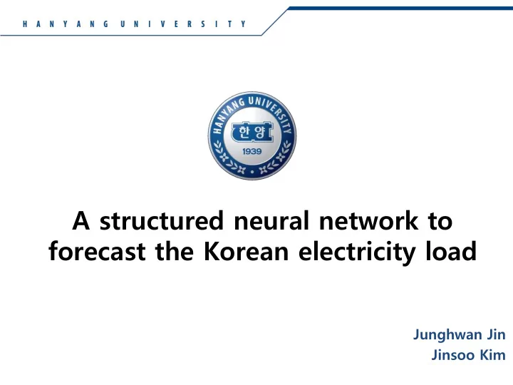 forecast the korean electricity load