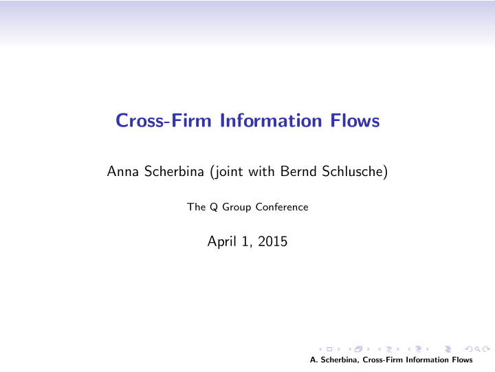 cross firm information flows