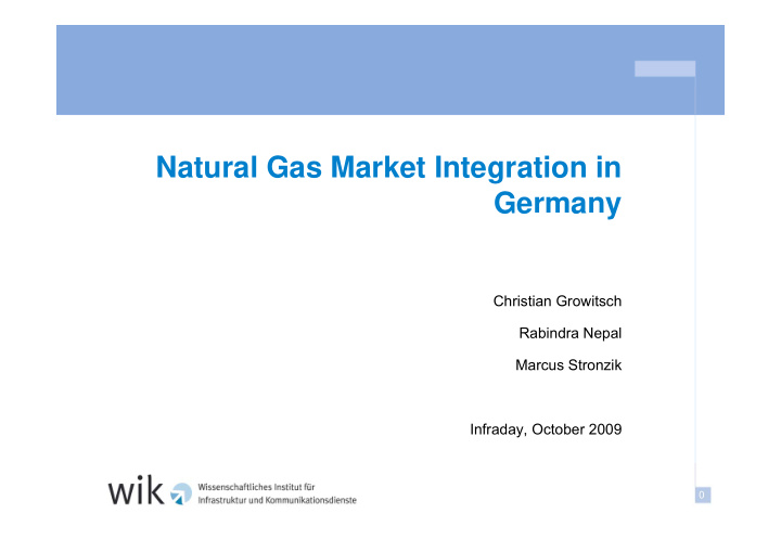 natural gas market integration in germany ge a y