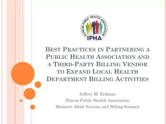 P UBLIC H EALTH A SSOCIATION AND A T HIRD -P ARTY B ILLING V ENDOR TO E XPAND L OCAL H EALTH D