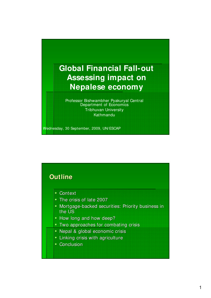 global financial fall out assessing impact on nepalese