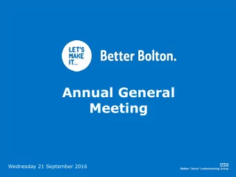 Meeting  Wednesday 21 September 2016  Annual report and accounts  The CCG objectives Objective 1