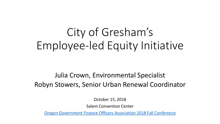 employee led equity initiative