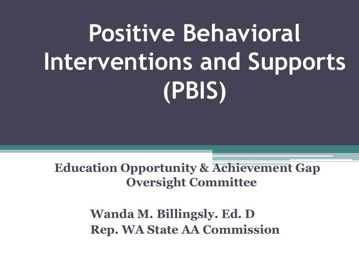 positive behavioral interventions and supports pbis