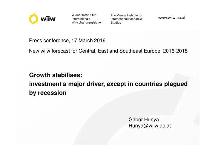 growth stabilises growth stabilises investment a major