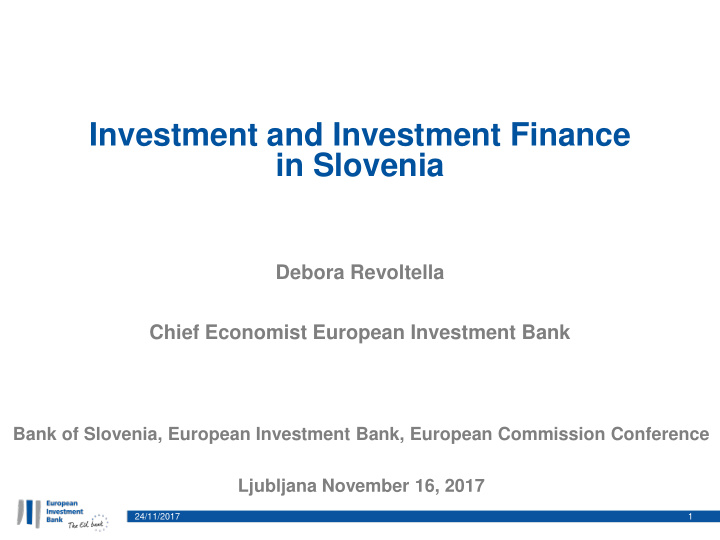 investment and investment finance in slovenia