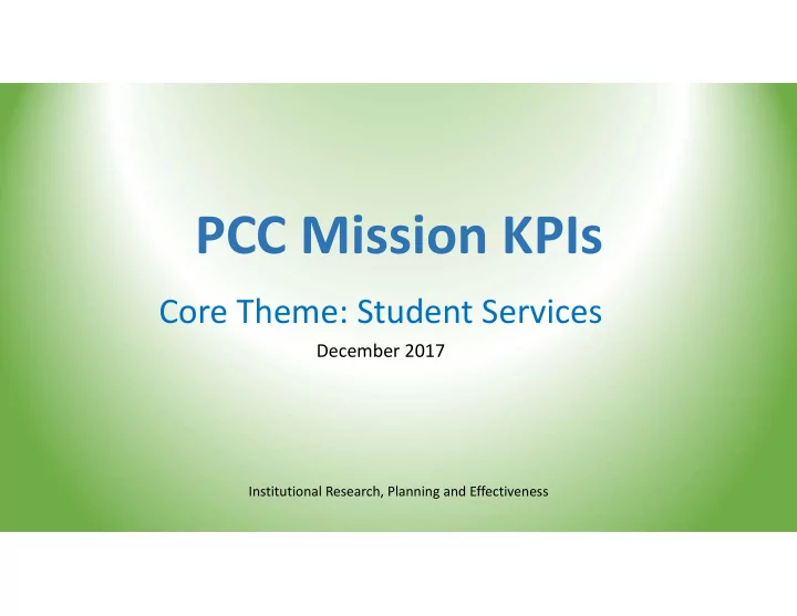 pcc mission kpis
