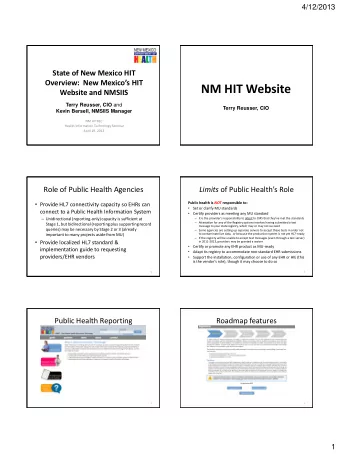 NM HIT Website  Website and NMSIIS Terry Reusser, CIO and  Terry Reusser, CIO  Kevin Bersell,