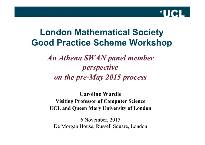london mathematical society good practice scheme workshop